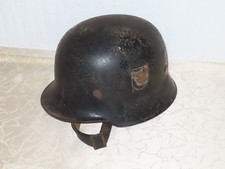 Elmetto IN Acciaio Pompieri Feuerlöschpolizei Doppelpatch Entnazi. Tedesco 2 Wk