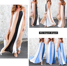Vestito Donna Abito Lungo Chiffon Colori a Strisce - Woman Maxi Dress 110313