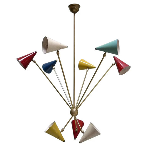 Lampadario ottone mid century - lampadario,