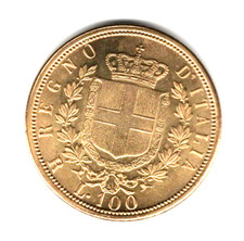 100 LIRE ORO - UMBERTO  I° 1883 - RIPRODUZIONE NO ORO
