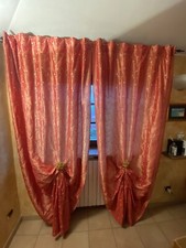 2 coppie di tende rosse per soggiorno