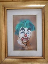 Quadro ad olio su tela originale con certificazione di Romano Mussolini "Clown"