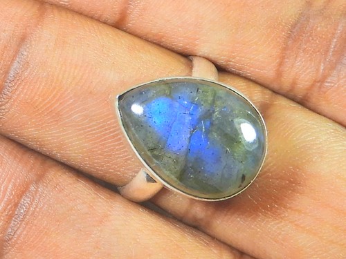 Anello labradorite con pera - labradorite,