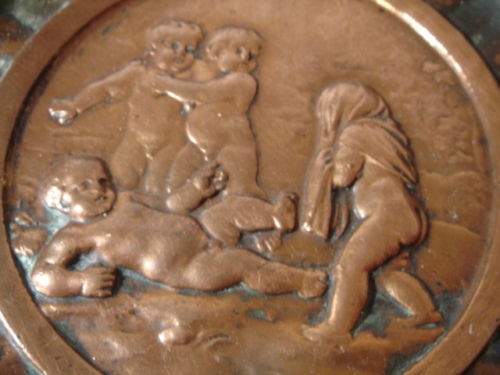 Piatto rame con putto - -piatto,