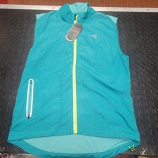 Gilet smanicato DIADORA verde blu fluo corsa running bici ciclismo NUOVO S