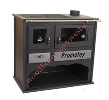 Cucina Stufa A Legna Forno Ghisa Piano Mia Acciaio Antracit Prometey Lux 11kw.