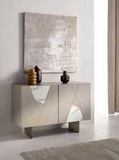 Madia mobile 2 ante design moderno vetro effetto marmo tortora CIC-559