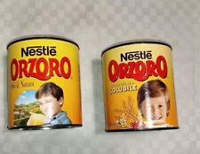 2 BARATTOLI LATTA VINTAGE VUOTI ORZORO NESTLÈ ANNI '90 ORZO SOLUBILE ALIMENTARI 