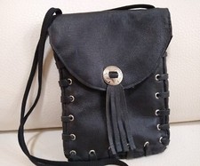 Borsetta borsello uomo donna artigianale vera pelle nero tracolla vintage borsa 