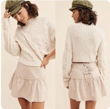 Free People Positano minigonna stringata champagne 6 nuova con etichette prezzo al pubblico consigliato $88