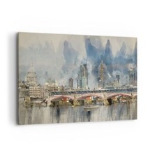Quadro su Tela 120x80cm Londra acquerello panorama Stampe Immagini Quadri Murale