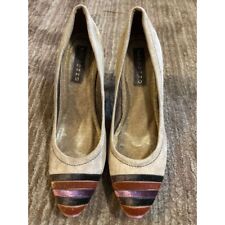 Scarpe eleganti casual vintage Apepazza scamosciate tacco alto a righe dettaglio punta 9,5