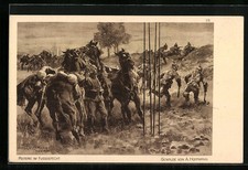 Cartolina d'artista Anton Hoffmann - Monaco di Baviera: Cavalleria nella battaglia a piedi 