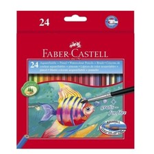Colori a matita acquerellabili Faber Castell da 24 con pennello Omaggio