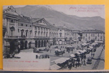 AO) AOSTA - PIAZZA CARLO ALBERTO E PALAZZO MUNICIPALE - ANIMATA - FP VG 1900ca