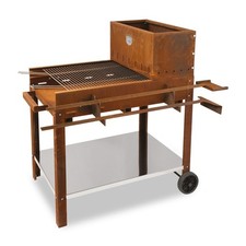 CLEMENTI BARBECUE A LEGNA FLIPPER ACCIAIO CORTEN griglia piastra