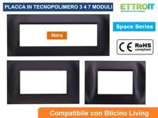 Placca Compatibile Bticino Living Quadrata 3 4 7 Moduli  Colore NERO