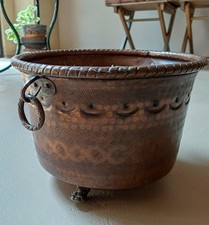 Antico Paiolo in Rame con anelli. Epoca primi 900, lavorato a mano. Originale.