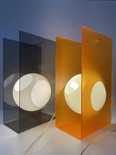 Lampade In Plexiglas/Abat Jour Vintage Grigio E Arancio Simil Space Age Anni 70