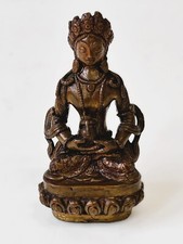 Buddha in bronzo dorato antico Vajradhara Dorje Chang Tibet Bronzo dorato antico