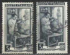 1950 Italia al Lavoro dentellatura spostata 5 lire (2 valori)