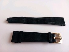 Originale Cinturino Nero Con Fibbia Laminata In Oro Giallo Omega Vintage,anni 50