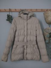 Piumino Mango in Piuma D'Oca beige crema cappuccio cintura giacca giaccone