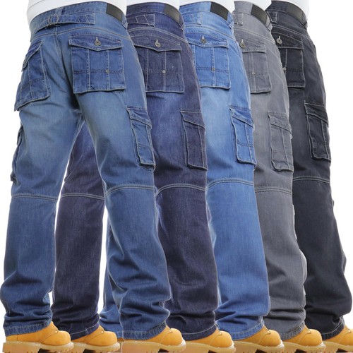 Pantaloni denim cargo - denim, combat