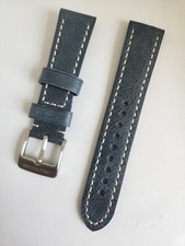 Bracciale OEM Glycine Airman 22 mm cinturino in pelle blu con fibbia in acciaio