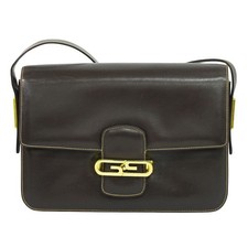 Borsa a tracolla Gucci ferramenta oro vintage pelle marrone Made in Italy dal Giappone