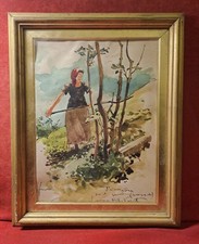 Quadro Antico.Antonio Valente,acquerello su carta,firmato e datato; cm 28x35