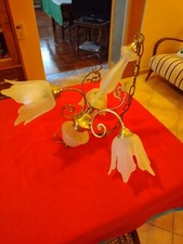 Lampadario vetro ottone grandi