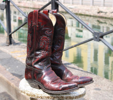 Stivali uomo pelle cowboy cowgirl unisex boots charro bordeaux bordeaux 41