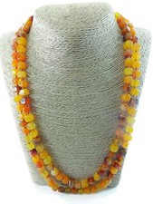 collana annodata agata striata gialla quadratini burattati  lunga chiusa 60 cm