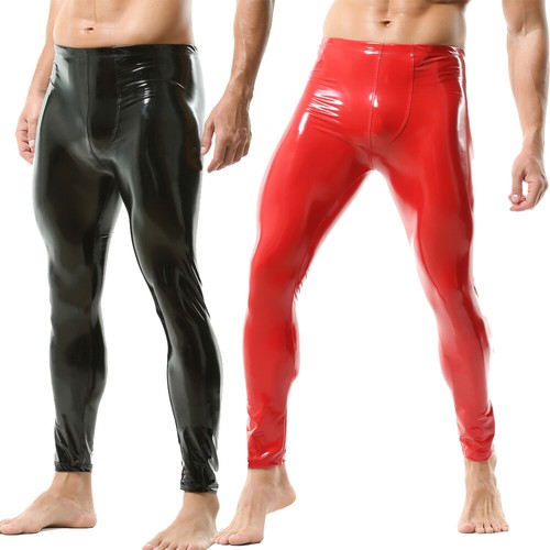 Leggings uomo nero rosso pvc - leggings,