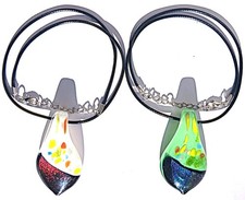 CIONDOLI  2 VETRO DI MURANO Altezza  Mm 62 CON COLLANA ANALLERGICA E MOSCHETTONE