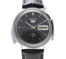 [EXC+4] Vintage SEIKO 5 Deluxe DX 6106-6000 Quadrante Nero 25 Jewel Automatico Giappone