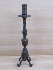 antico PORTACANDELA IN OTTONE BRONZO candeliere reggimoccolo vintage da comò di