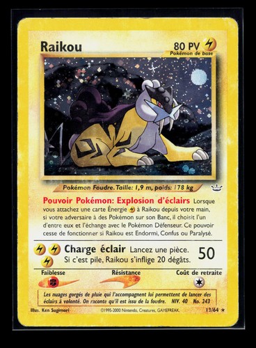 Carte pokémon raikou - pokémon,