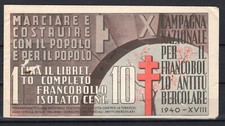 X CAMPAGNA NAZIONALE PER IL  FRANCOBOLLO ANTITUBERCOLARE LIBRETTO 10 VALORI