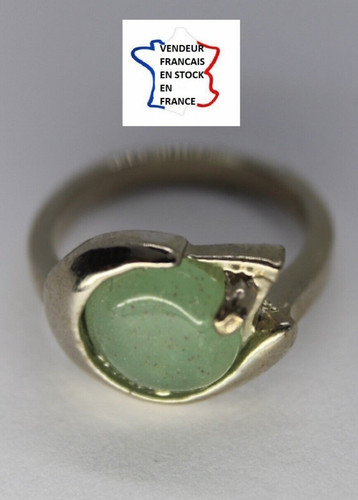 Bague pierre verte argentée - verte, ;argentée