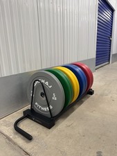 Set Pesi Piastra Paracolpi Olimpica Colorata 150KG con Rack Piatto e Supporto Bilanciere