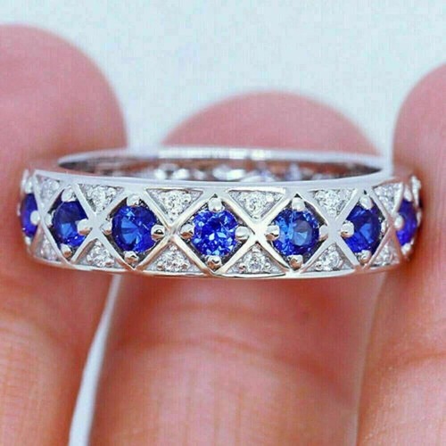 Anello mezza fascia zaffiro