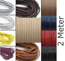 2 Metro - Cavo Cuoio Rigato 2,5 Mm. Cinturino Pelle. Genäht. Colore: a Scelta
