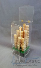 Espositore porta coni gelato 9 fori, con coperchio e protezione frontale