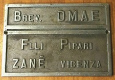 CARTELLO PLACCA PIPARI ZANE' VENEZIA metal sign ferro modernariato industrial