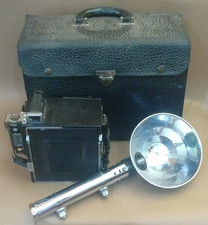 Fotocamera grafica vintage Graflex Speed 4 x 5 con custodia e accessori