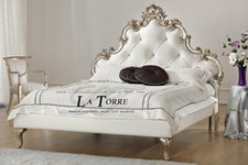 Letto piazza e mezza contenitore Barocco ecopelle legno oro o argento qualsiasi 