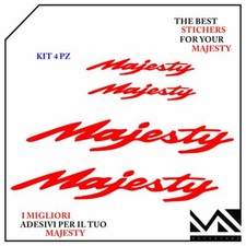KIT 4 ADESIVI Stickers SCRITTA LOGO YAMAHA MAJESTY 400 250 125 COLORE ROSSO