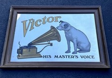 SPECCHIO PUBBLICITARIO RCA VINTAGE VICTOR "HIS MASTERS VOICE" CANE & VICTROLA RARO